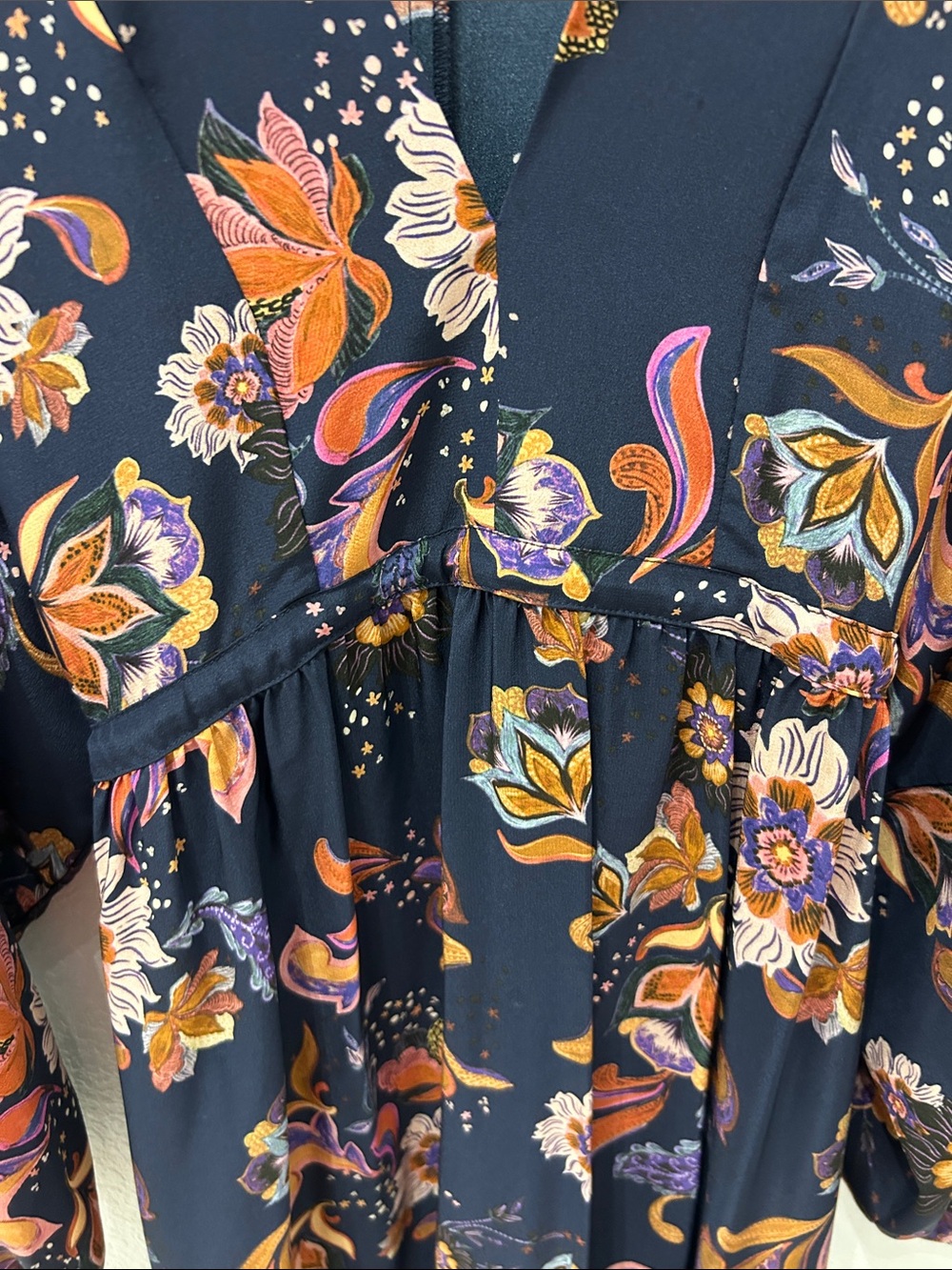 Johnny Was Navy Floral Maxi Dress with Pink & Orange Accents - Picture 8 of 8